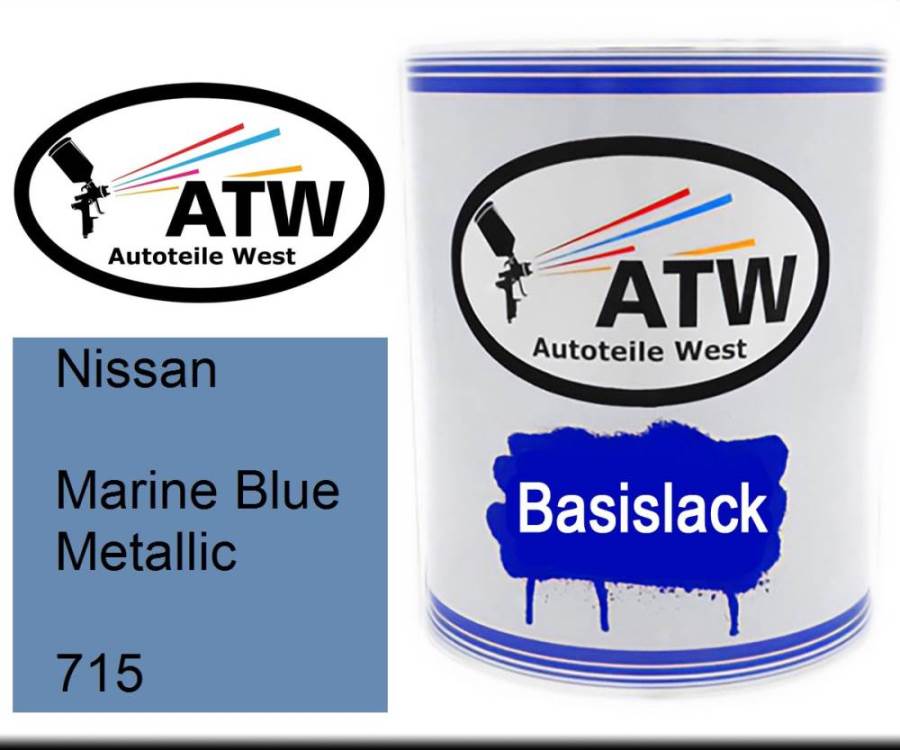 Nissan, Marine Blue Metallic, 715: 1L Lackdose, von ATW Autoteile West.